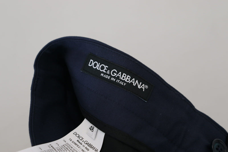 Pantaloni chino Dolce & Gabbana blu in lino e cotone, vestibilità slim