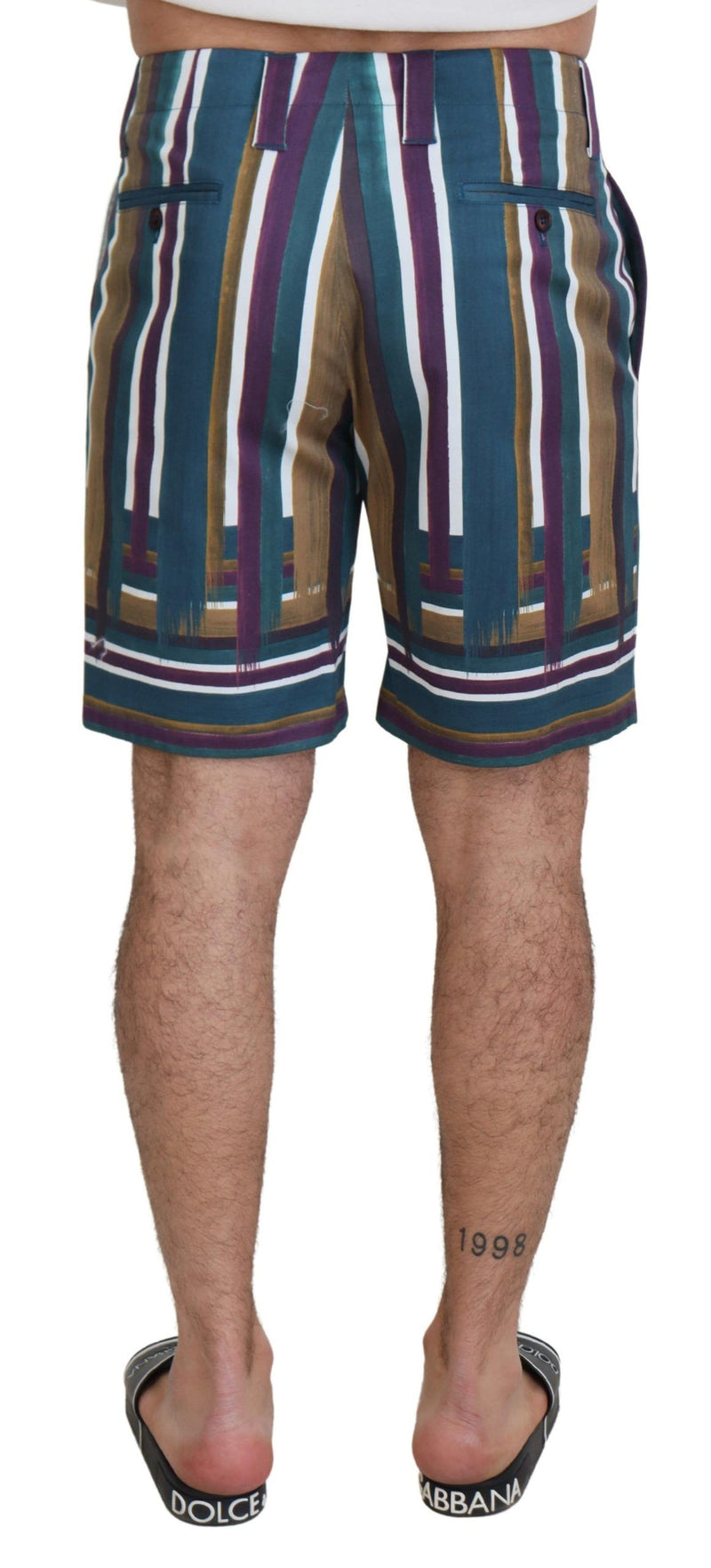 Pantaloncini Dolce & Gabbana a righe multicolori in cotone elasticizzato