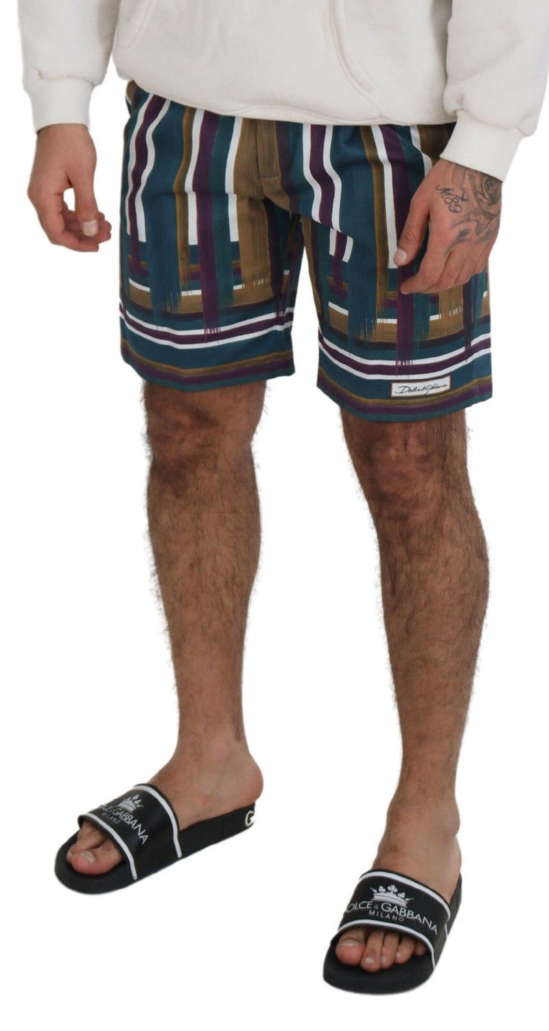 Pantaloncini Dolce & Gabbana a righe multicolori in cotone elasticizzato