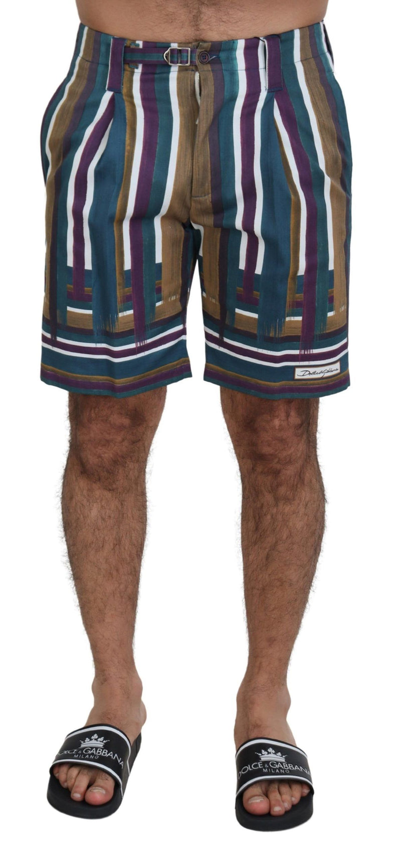 Pantaloncini Dolce & Gabbana a righe multicolori in cotone elasticizzato