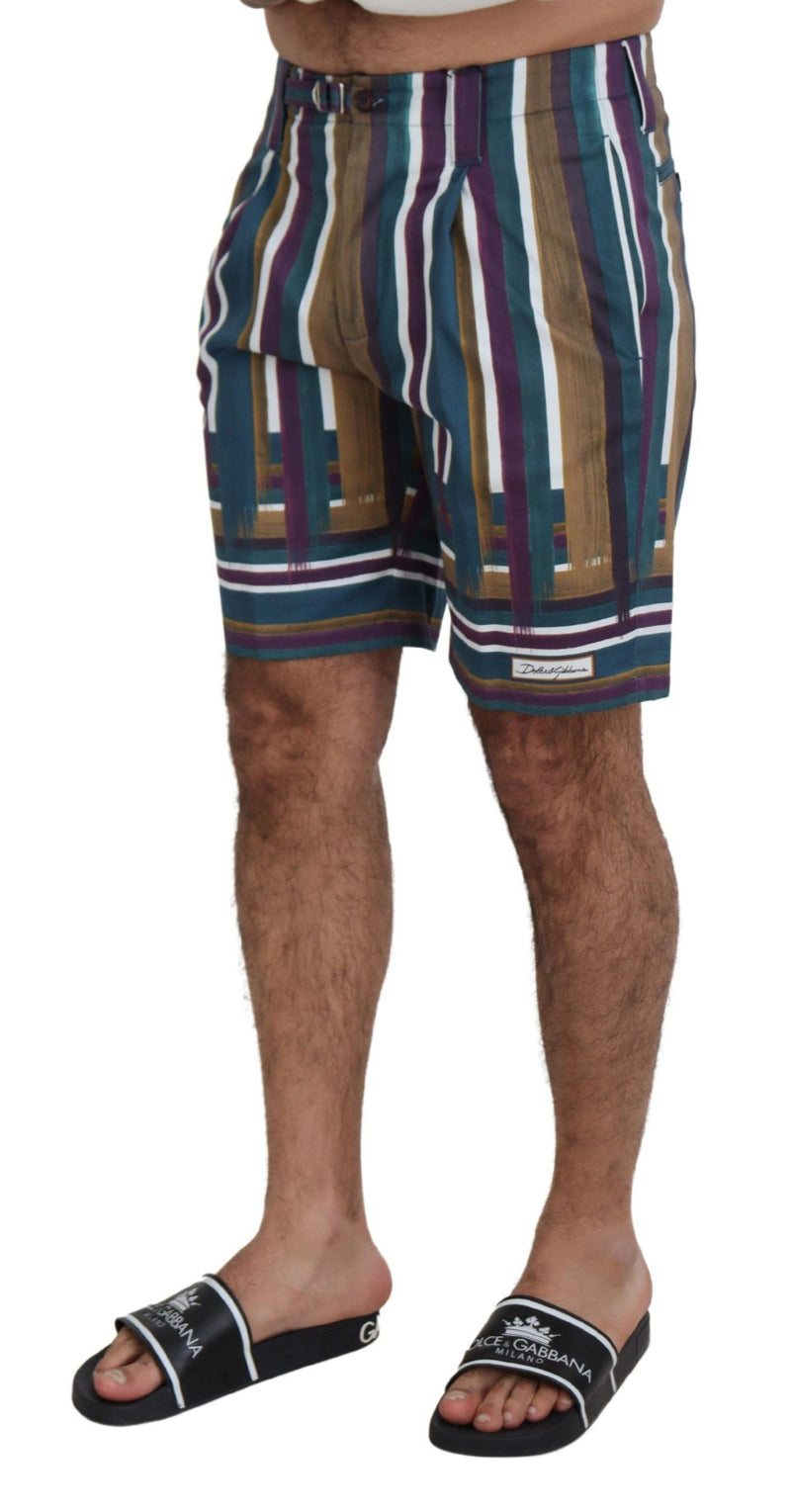 Pantaloncini Dolce & Gabbana a righe multicolori in cotone elasticizzato