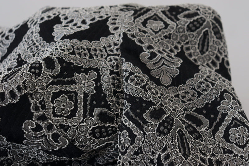 Vestido tubinho justo jacquard preto e cinza Dolce & Gabbana