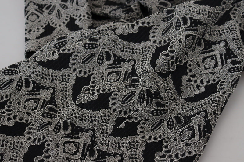 Vestido tubinho justo jacquard preto e cinza Dolce & Gabbana