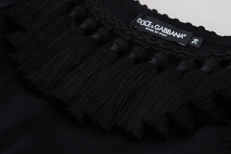 Blouse débardeur Dolce & Gabbana noire en coton à pompons