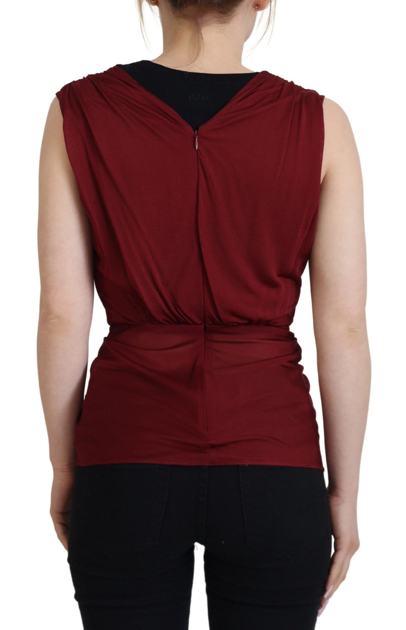 Blouse gilet Dolce & Gabbana bordeaux en soie stretch