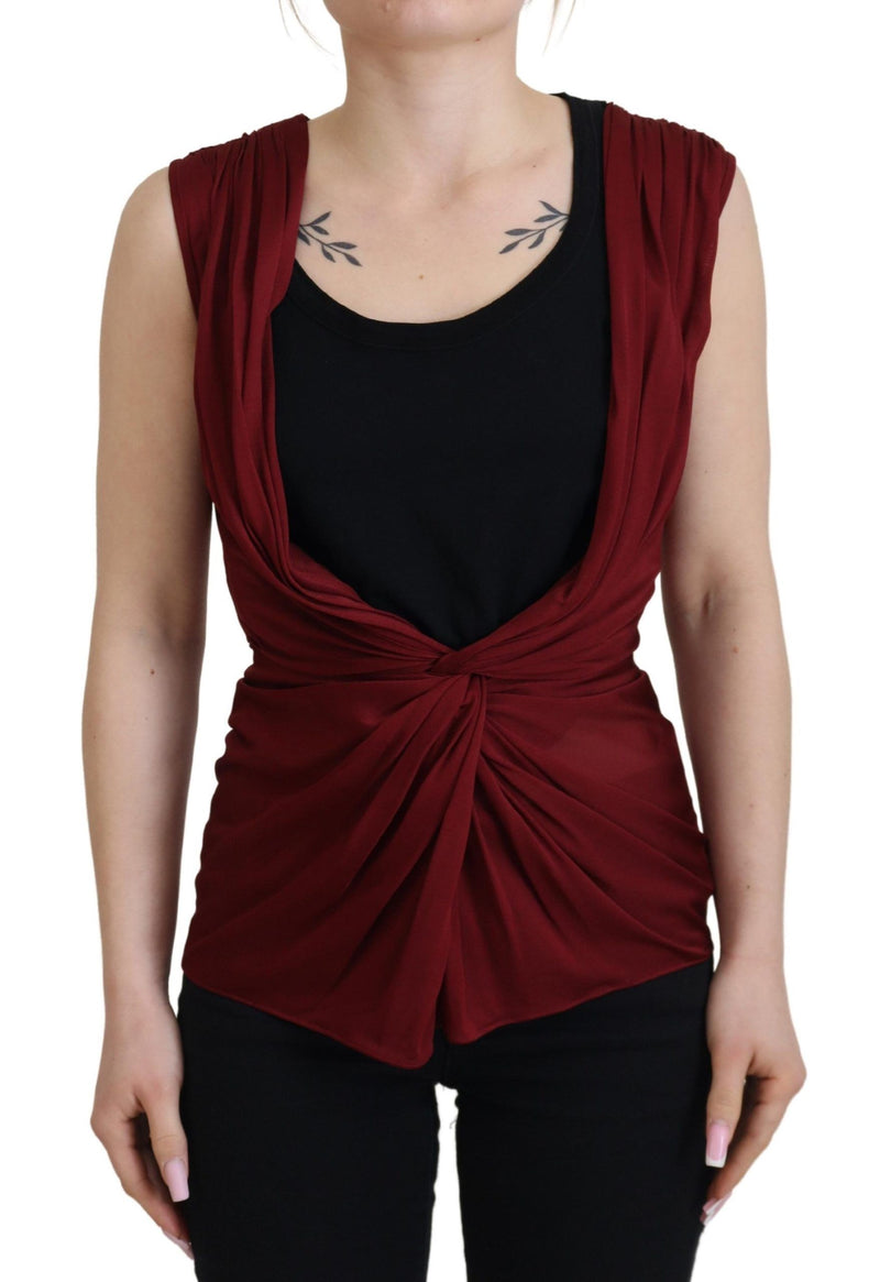 Blouse gilet Dolce & Gabbana bordeaux en soie stretch