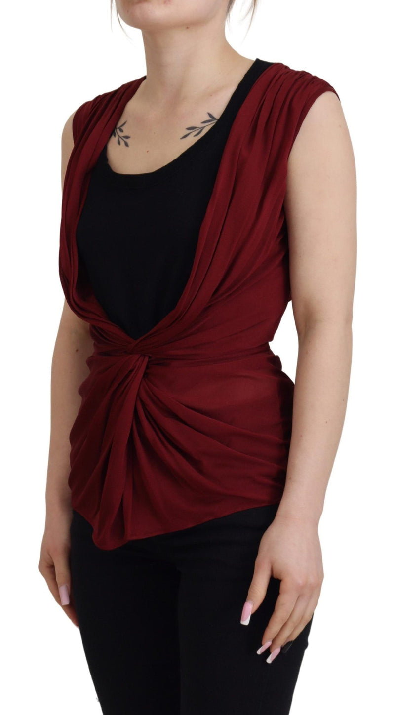 Blouse gilet Dolce & Gabbana bordeaux en soie stretch
