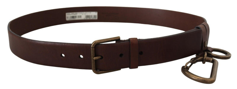 Ceinture Dolce & Gabbana marron en cuir avec boucle mousqueton en métal doré