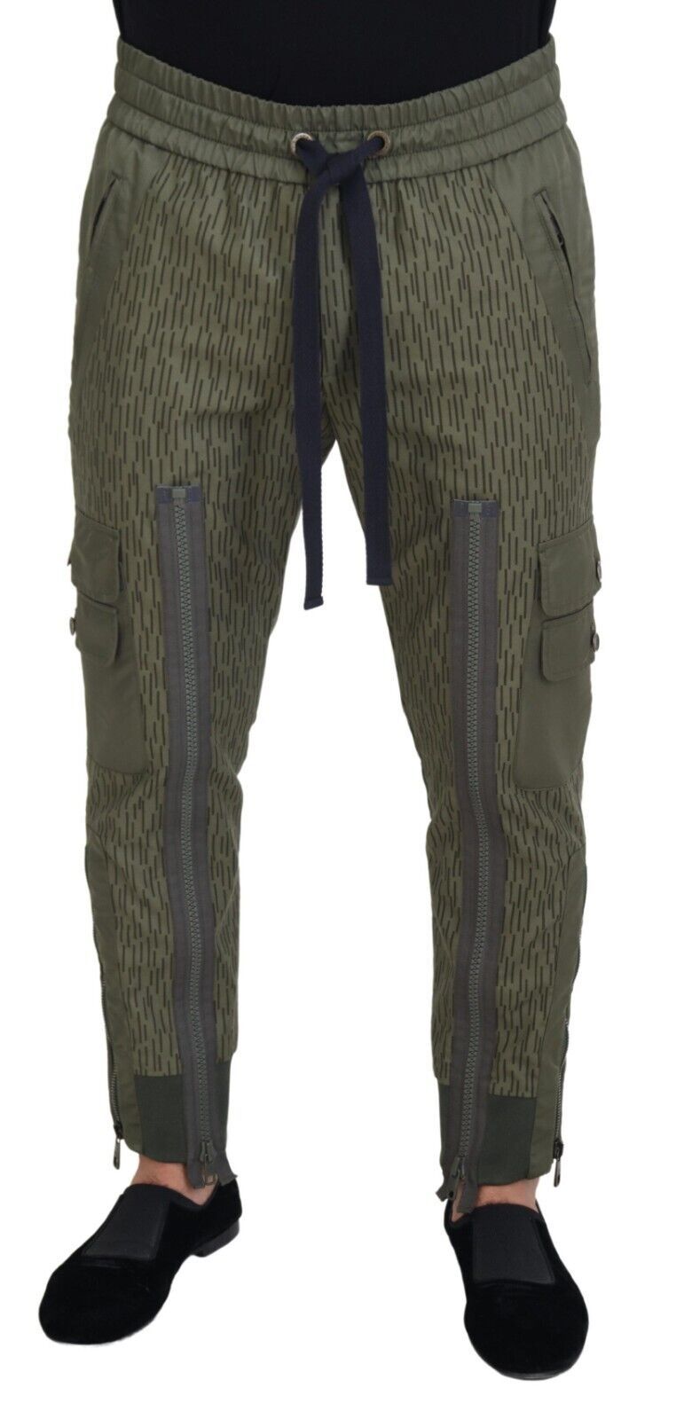 Pantalones cargo verdes a rayas con cierre de cremallera en las perneras para hombre Dolce & Gabbana