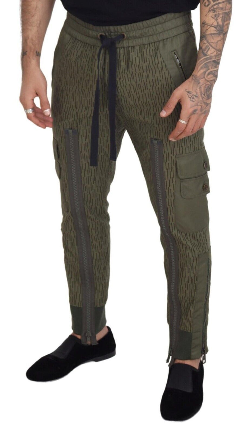 Pantalones cargo verdes a rayas con cierre de cremallera en las perneras para hombre Dolce & Gabbana