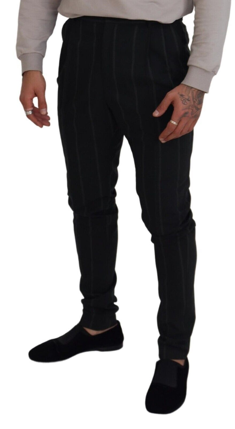 Pantalón de algodón negro a rayas para hombre de Dolce & Gabbana