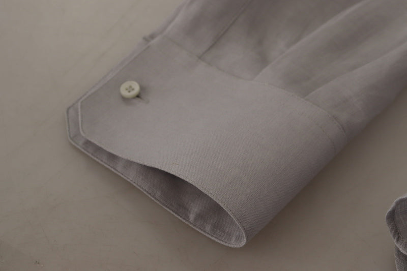 Camicia formale a maniche lunghe Dolce & Gabbana in lino grigio e oro