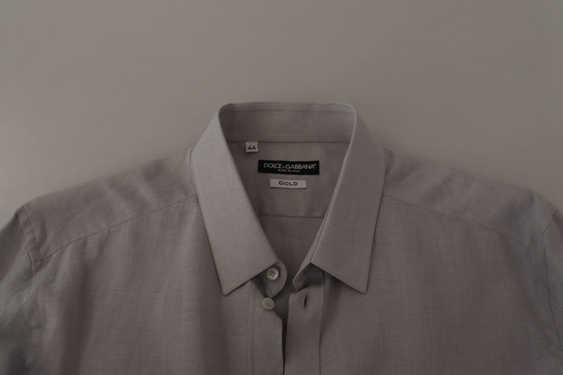 Camicia formale a maniche lunghe Dolce & Gabbana in lino grigio e oro