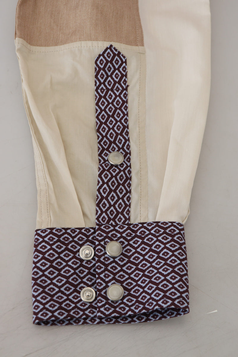 Dolce & Gabbana Multicolor Cotton Patchwork Slim Shirt