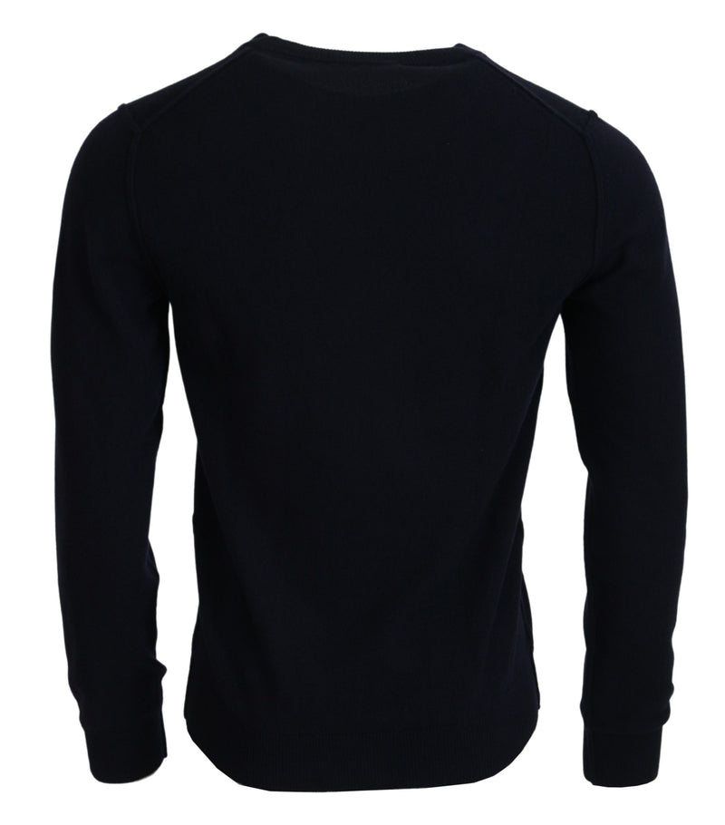 Suéter pulôver azul de cashmere com estampa iit Dolce & Gabbana