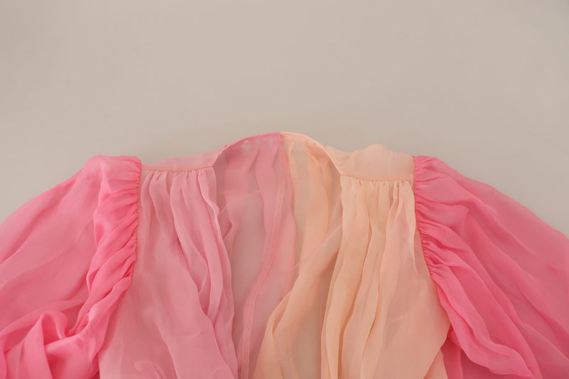 Blusa rosa de seda transpassada de manga longa Dolce & Gabbana