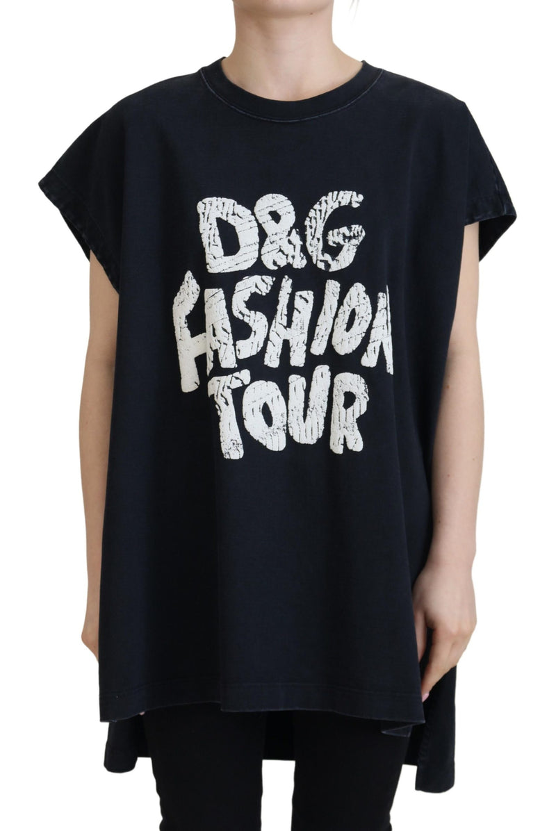 Dolce & Gabbana Black D&G Fashion Round Neck Cotton T-shirt