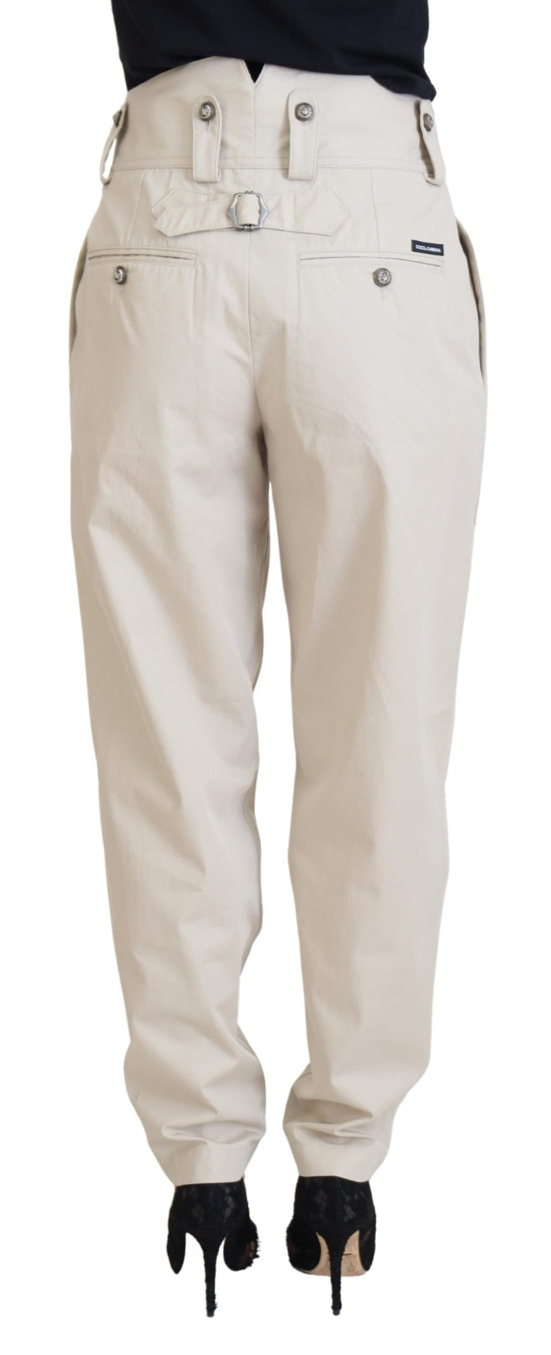 Calça feminina Dolce & Gabbana bege de cintura alta