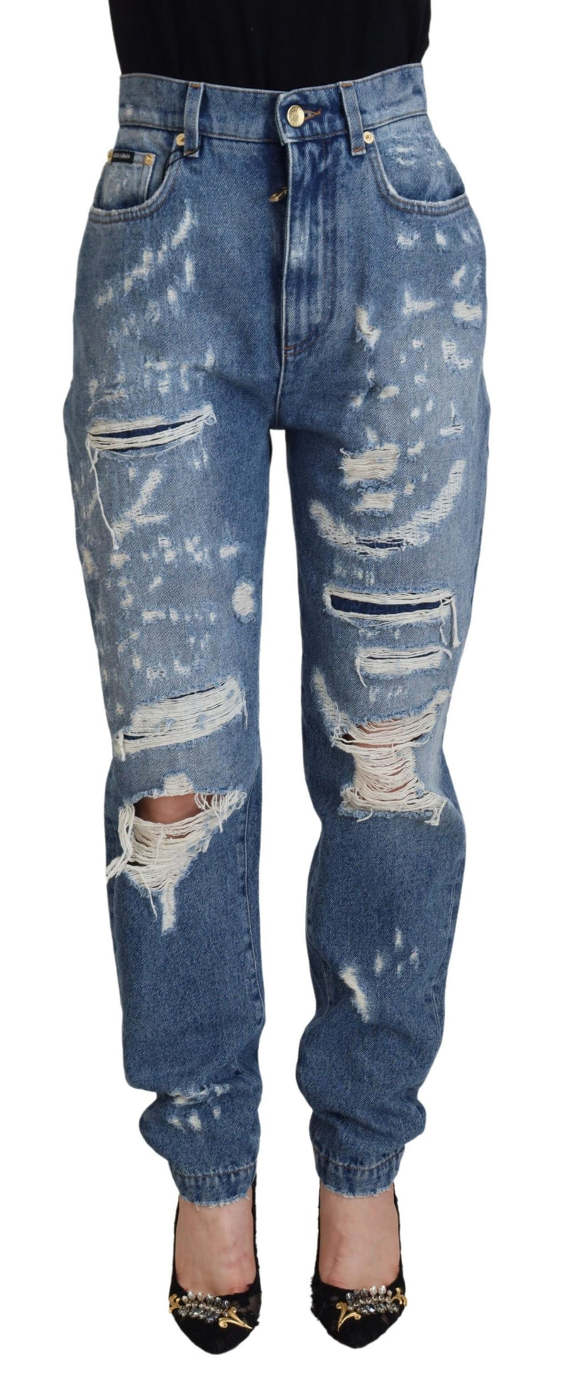 Jean Dolce & Gabbana bleu en denim délavé effet usé