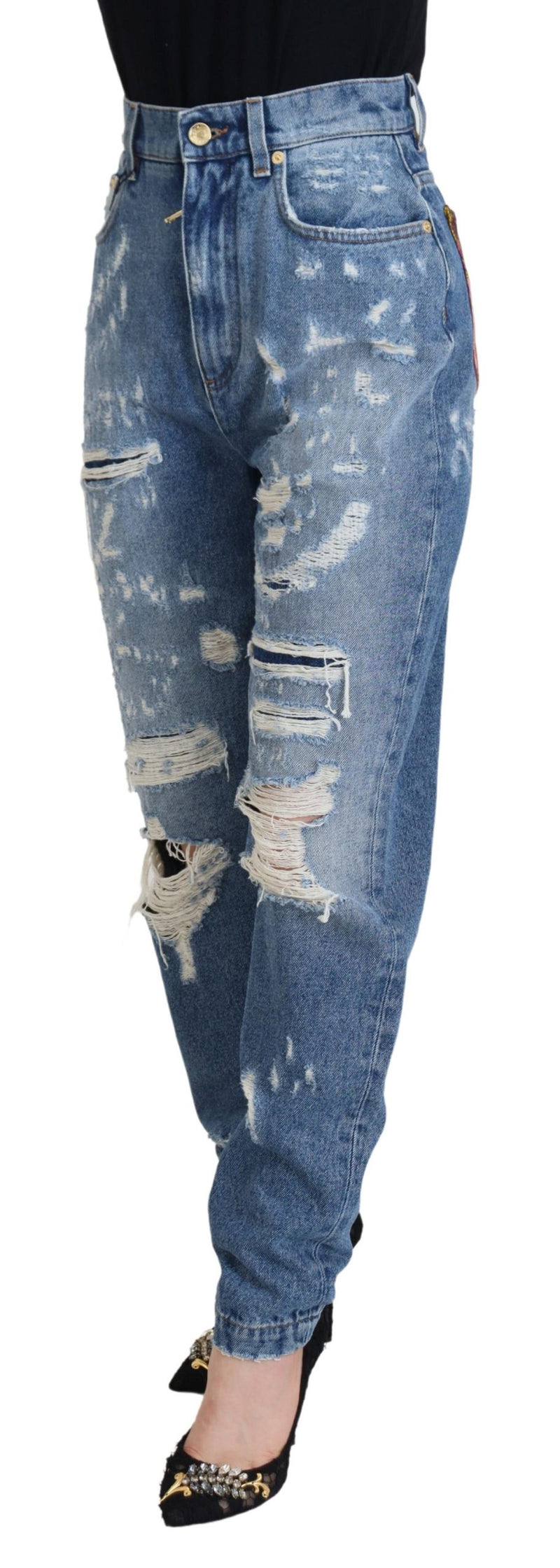 Jean Dolce & Gabbana bleu en denim délavé effet usé
