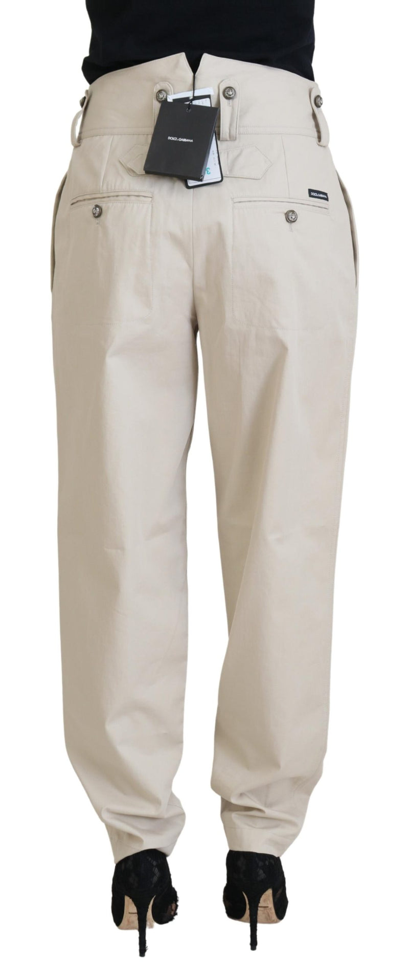 Calça cargo feminina de algodão bege Dolce & Gabbana