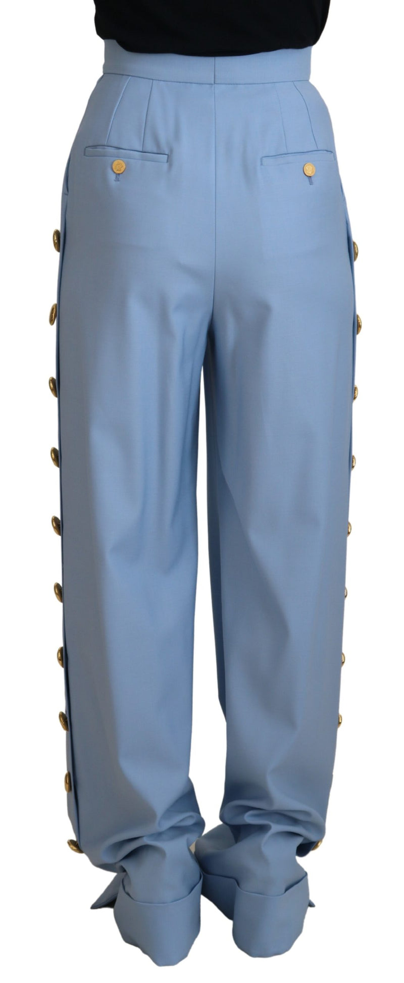 Calça de perna ampla azul-clara com botões Dolce & Gabbana