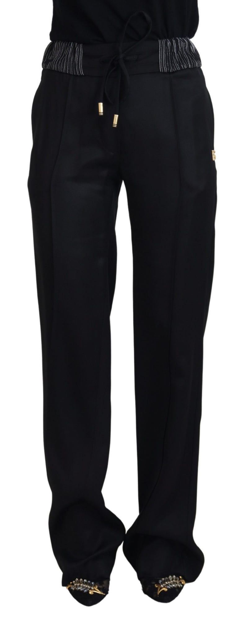 Pantalones negros de algodón de corte recto Dolce & Gabbana