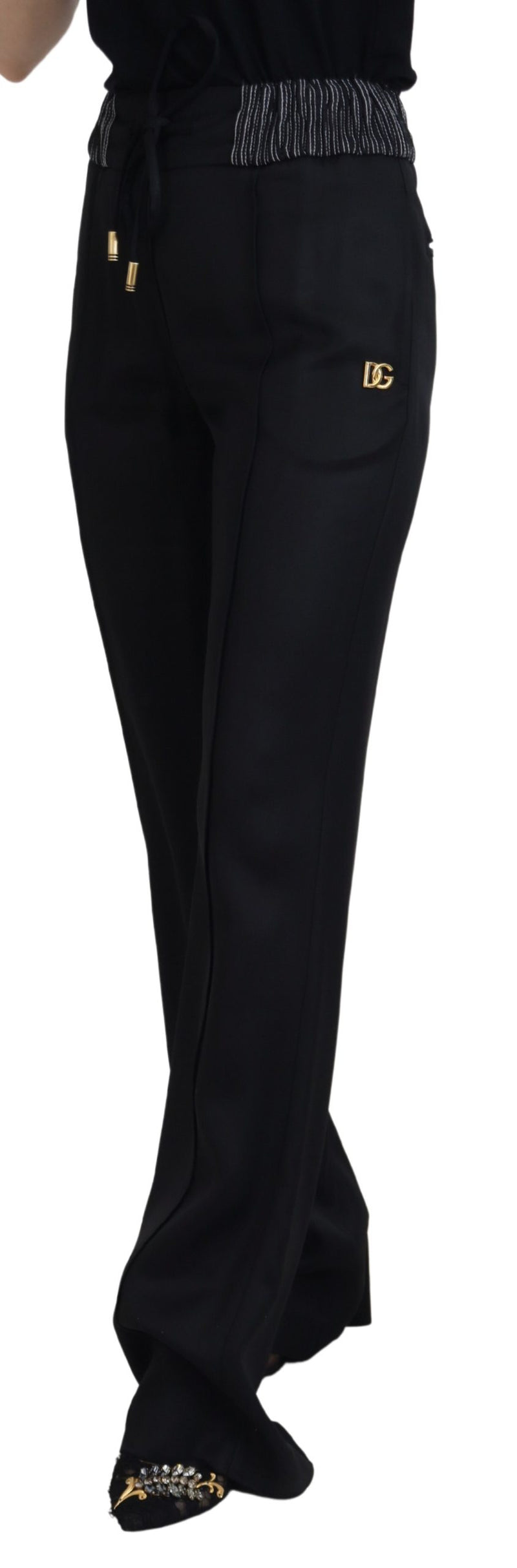 Pantalones negros de algodón de corte recto Dolce & Gabbana