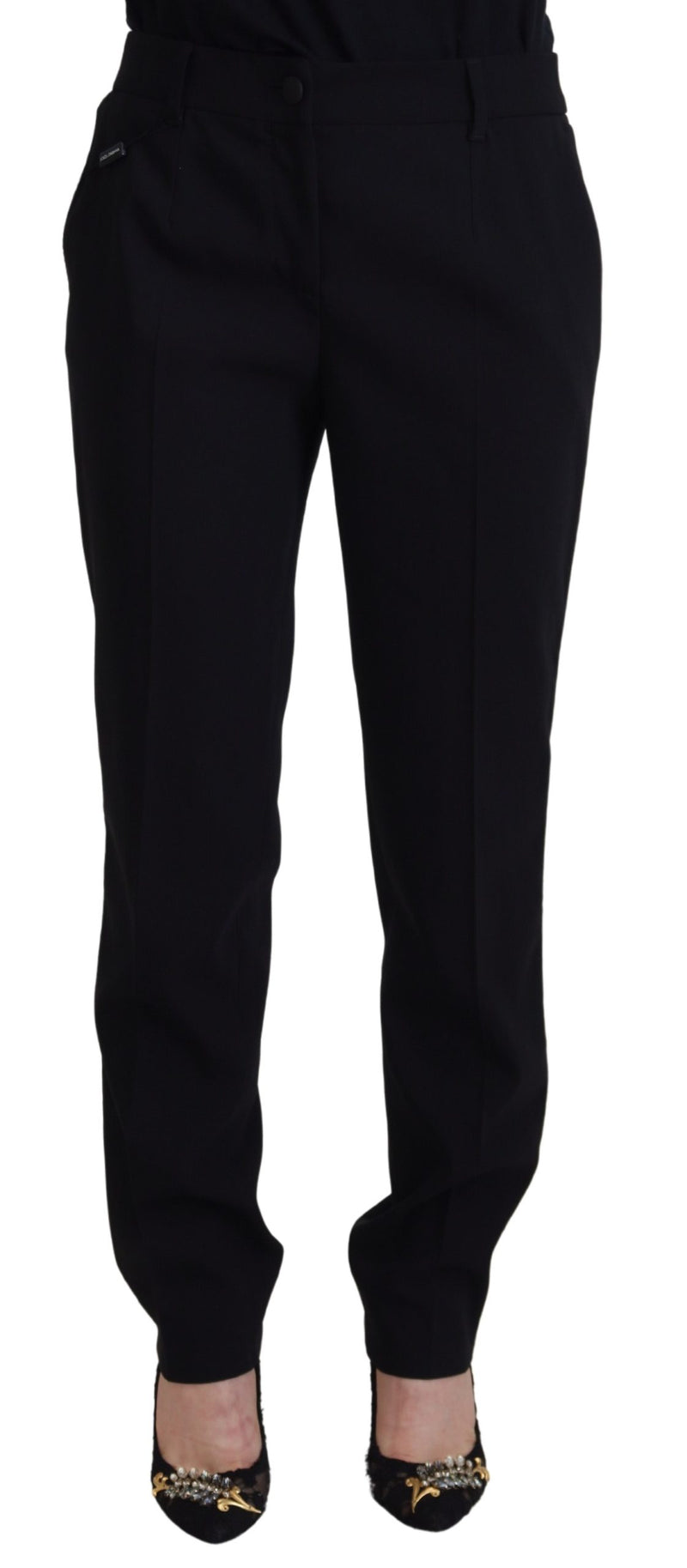 Pantalon fuselé noir en laine pour femme Dolce & Gabbana