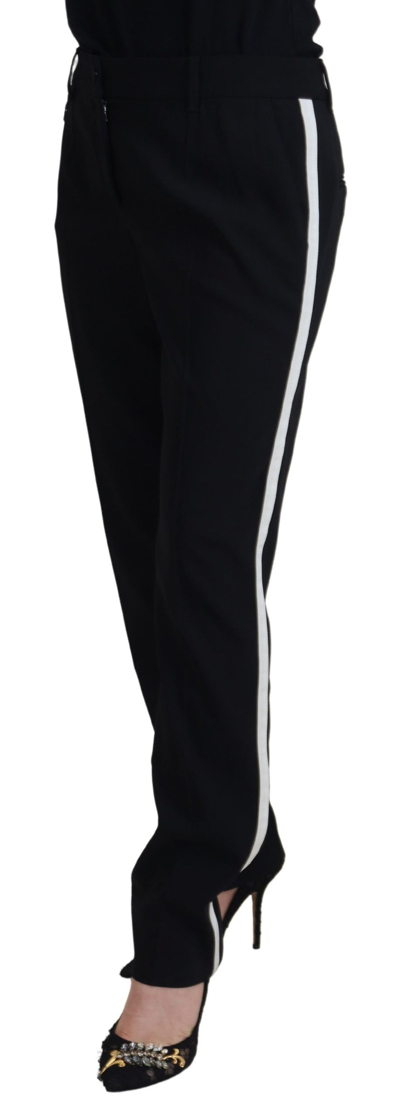 Pantalon fuselé noir en laine pour femme Dolce & Gabbana
