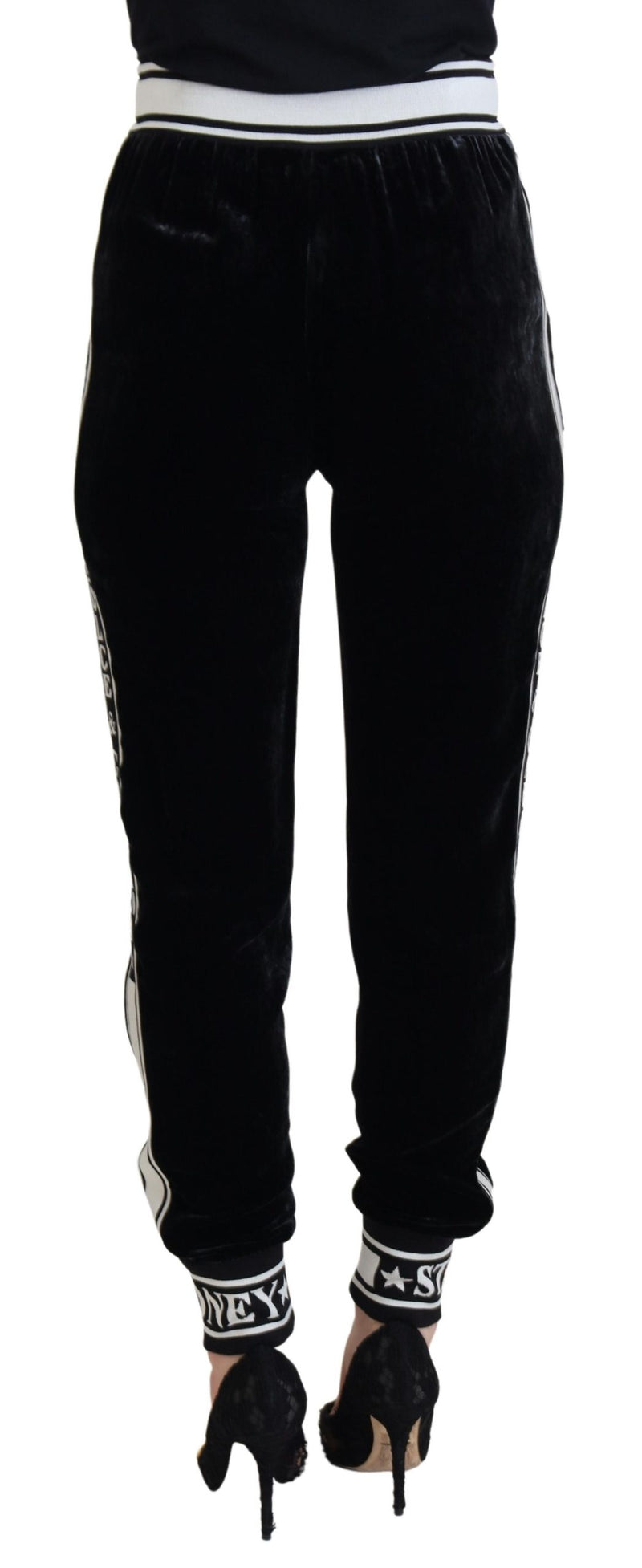 Pantaloni in velluto nero con logo DG Dolce & Gabbana
