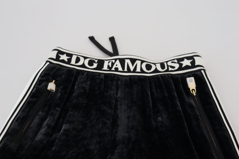 Pantaloni in velluto nero con logo DG Dolce & Gabbana
