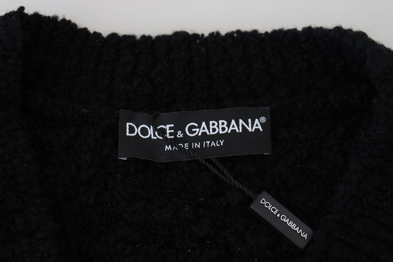 Suéter de Tricô Dolce & Gabbana Preto de Lã com Decote em V