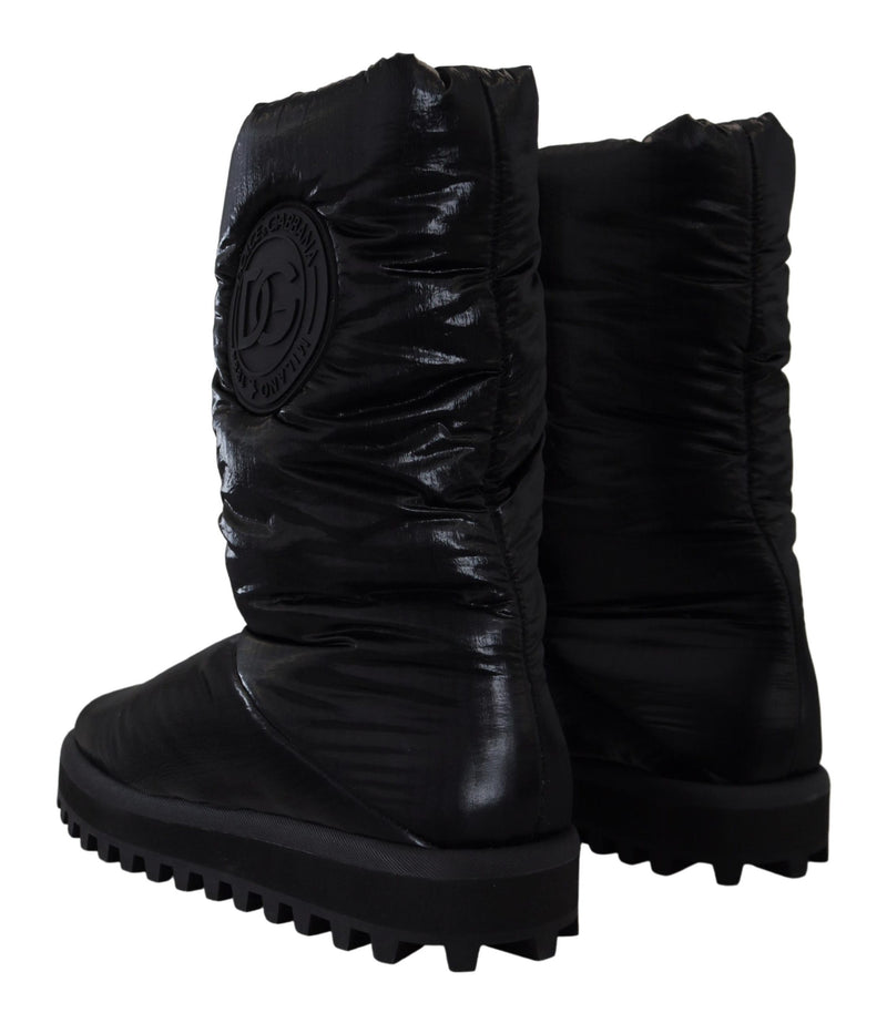 Bottes d’hiver noires matelassées mi-mollet Dolce & Gabbana