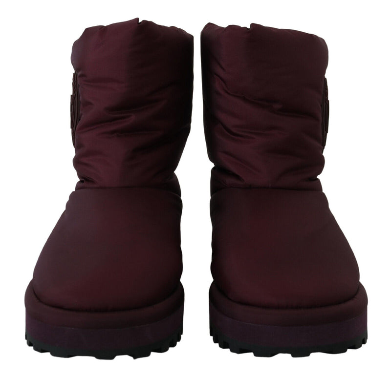 Botas acolchadas de nailon color burdeos de media caña de Dolce & Gabbana