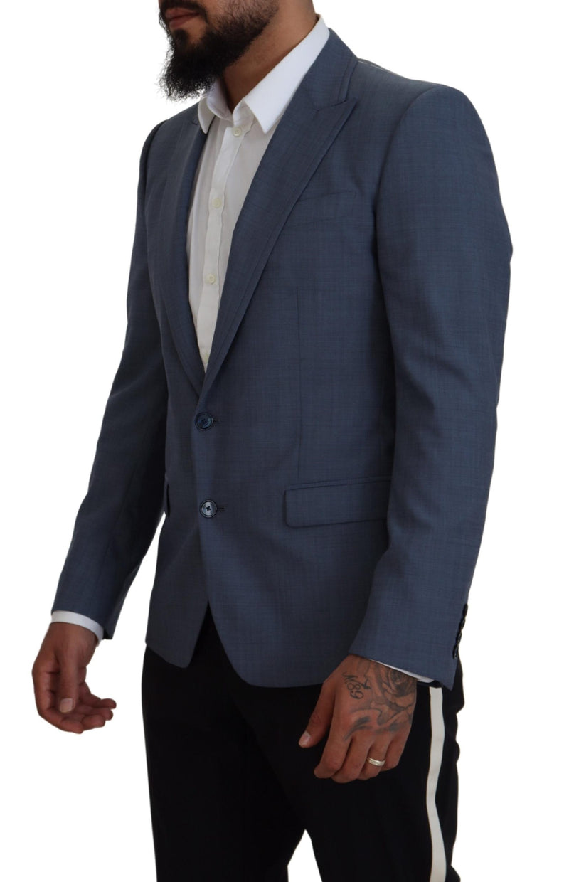 Blazer slim fit stretch in lana blu Dolce & Gabbana