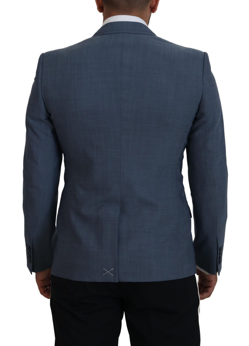 Blazer slim fit stretch in lana blu Dolce & Gabbana