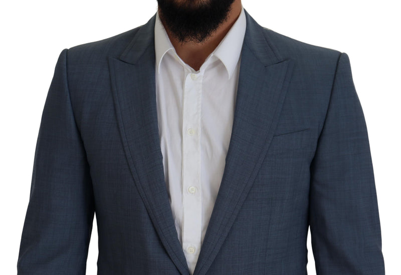 Blazer slim fit stretch in lana blu Dolce & Gabbana