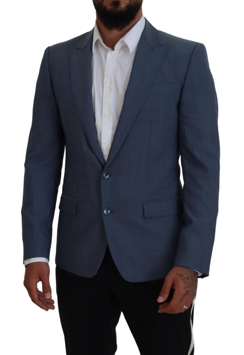 Blazer slim fit stretch in lana blu Dolce & Gabbana