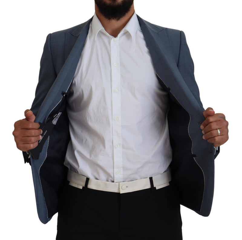 Blazer slim fit stretch in lana blu Dolce & Gabbana
