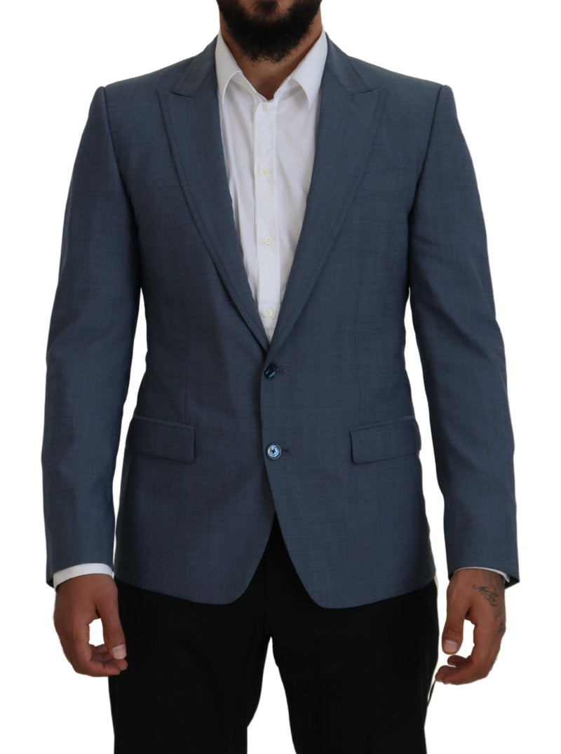 Blazer slim fit stretch in lana blu Dolce & Gabbana