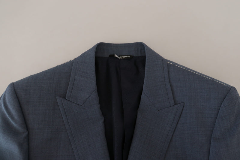 Blazer slim fit stretch in lana blu Dolce & Gabbana