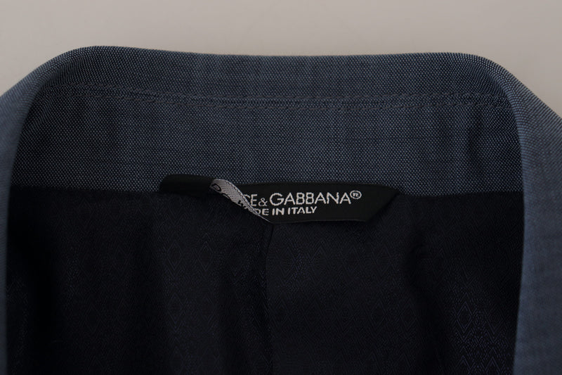 Blazer slim fit stretch in lana blu Dolce & Gabbana