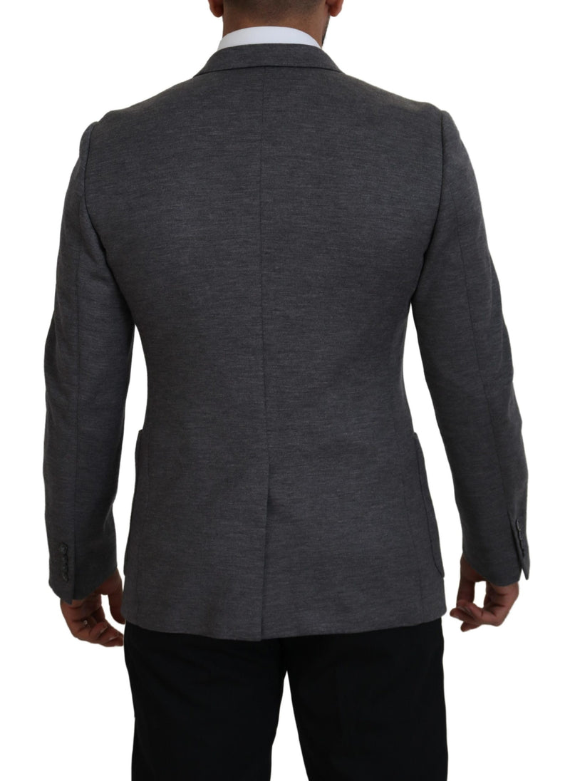 Blazer slim fit stretch in lana grigia Dolce & Gabbana