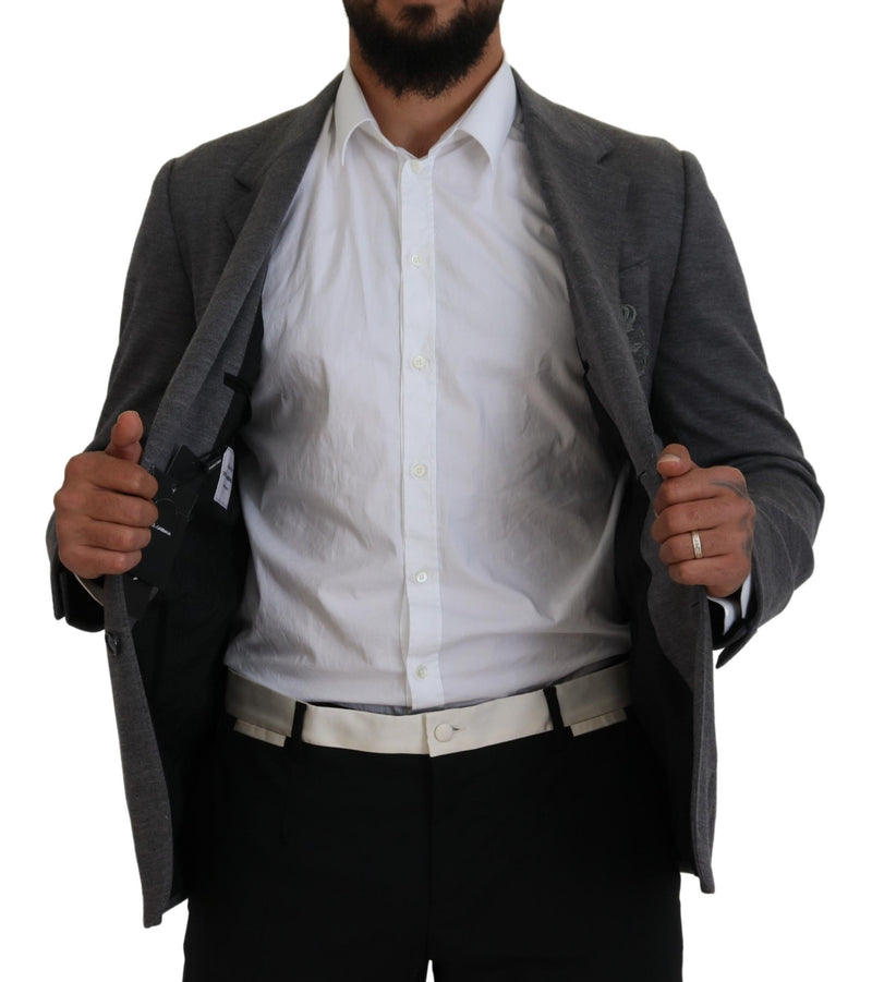 Blazer slim fit stretch in lana grigia Dolce & Gabbana