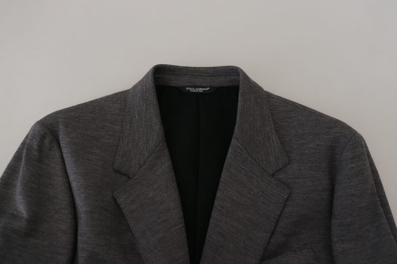 Blazer slim fit stretch in lana grigia Dolce & Gabbana
