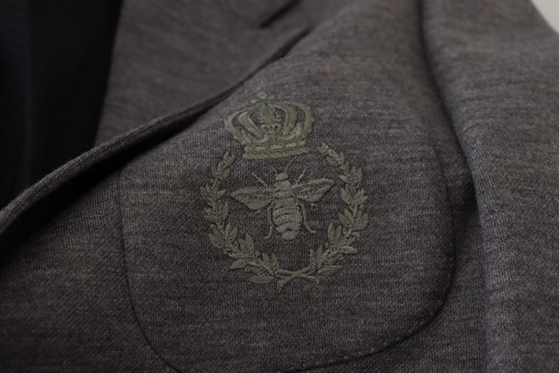 Blazer slim fit stretch in lana grigia Dolce & Gabbana