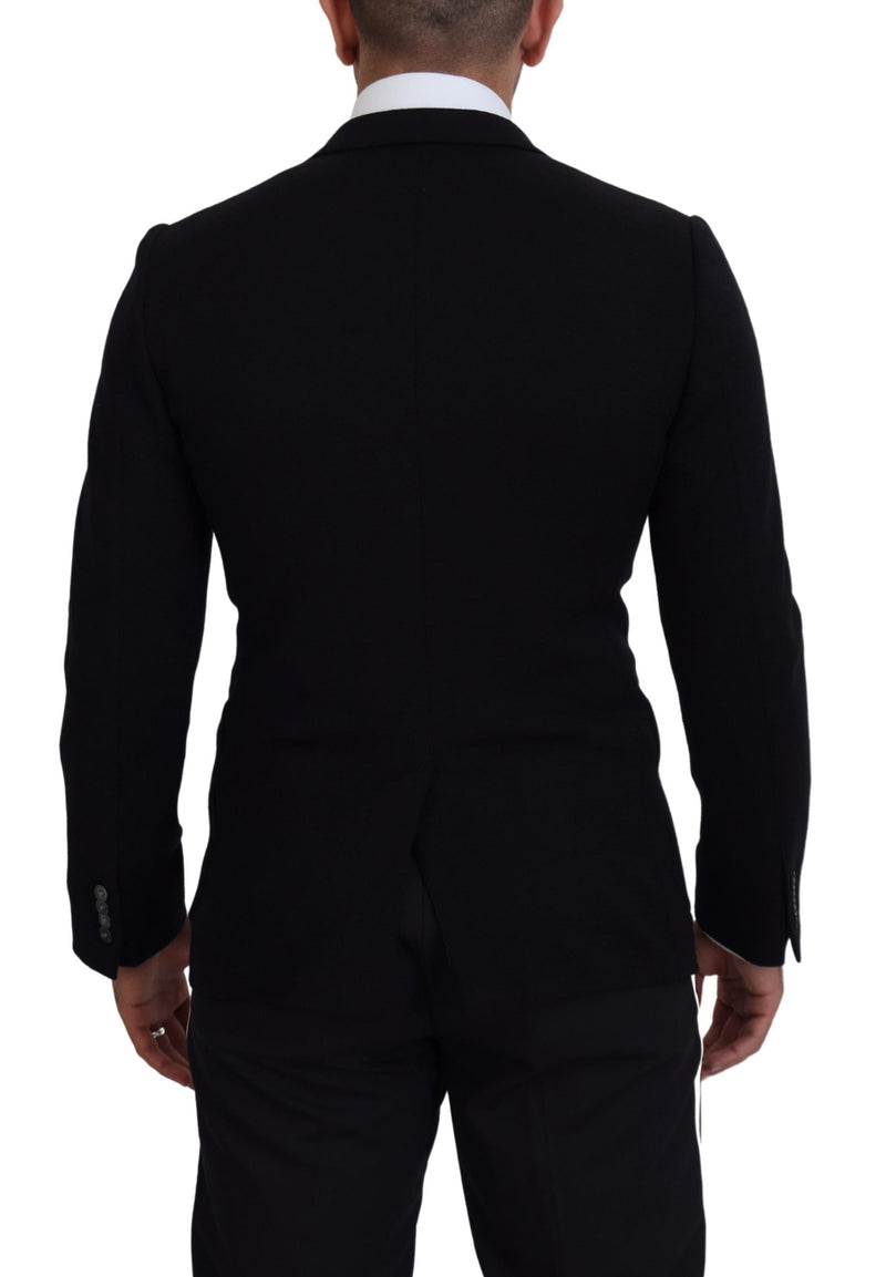 Veste de costume ajustée en laine noire à couronne, Dolce & Gabbana