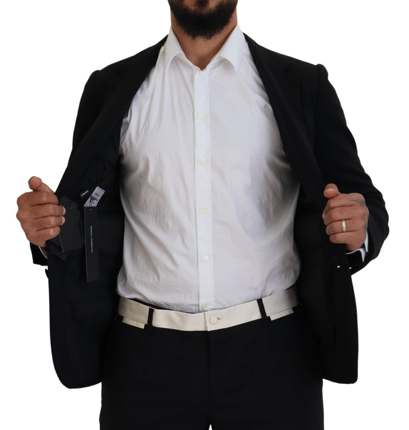 Veste de costume ajustée en laine noire à couronne, Dolce & Gabbana