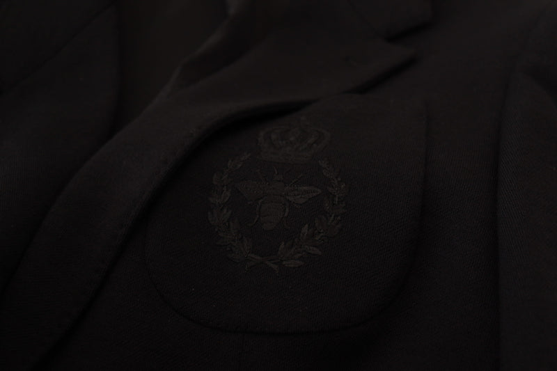 Veste de costume ajustée en laine noire à couronne, Dolce & Gabbana